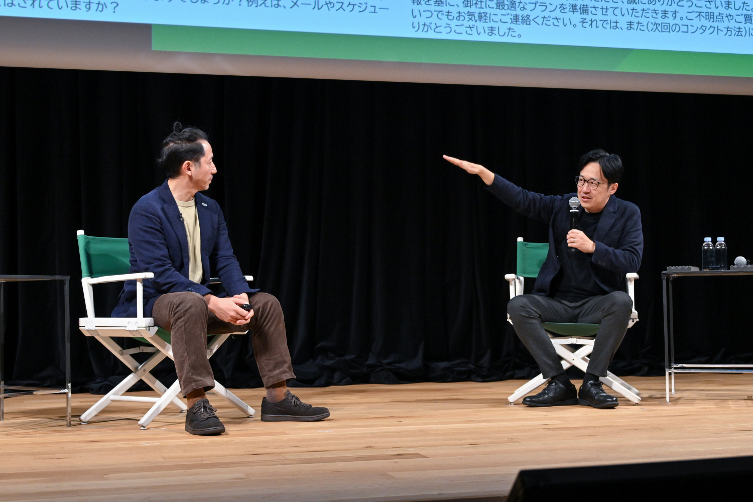 KDDIまとめてオフィス加藤氏と尾花の対談シーン